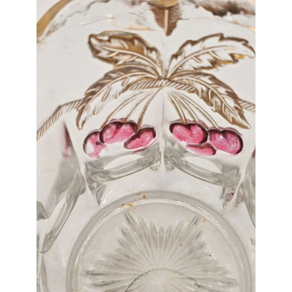 Vintage Northwood Glass Cherry And Cable Open Sugar Bowl Or Spooner‎ 4